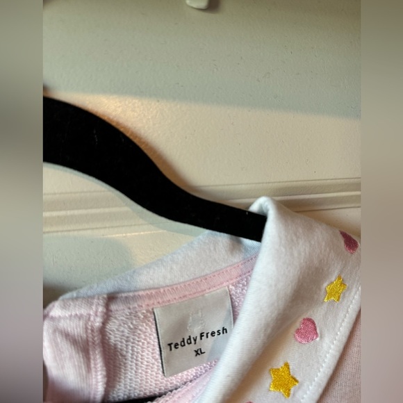 RARE Teddy Fresh Embroidered Cross Stitch Collared Sweatshirt Pink Size XL EUC - Picture 4 of 4